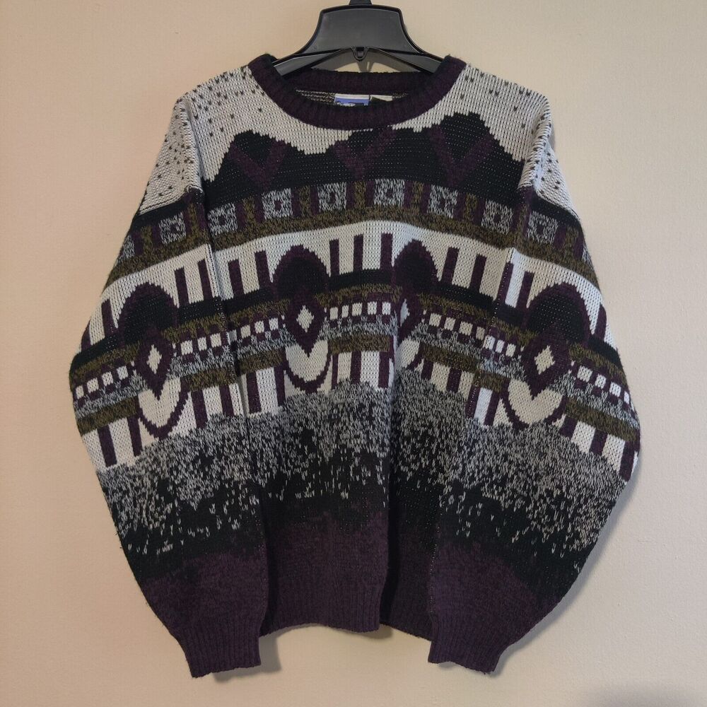 Today's‎ News Multicolor Heavy Knit Vintage Sweater Mens Sz L